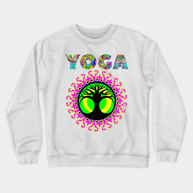 Yogo Lover's Tree of Life Perfect Pink Green "O" Spirituality Graphic Crewneck Sweatshirt by ShiftAltParadigm